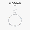 modian925纯银七彩水晶锆石心形，手链日系小清新幸运百搭饰品礼物