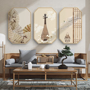 新中式沙发背景客厅三联画装饰画中国风入户玄关餐厅挂画壁画