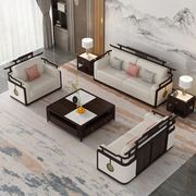 123新中式沙发客厅别墅小户型乌金木轻奢大理石茶几组合实木家具+
