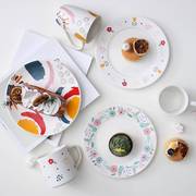 ins风早餐盘吐司面包盘子陶瓷创意韩式蛋糕点心碟家用菜盘彩绘盘