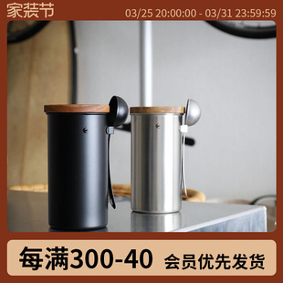 gsp燕印日本进口不锈钢，密封罐复古储存物咖啡豆罐茶叶粉木盖量勺