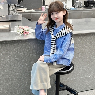 女童衬衫套装2025新款春装中大童装洋气春款上衣儿童春秋女孩衣服