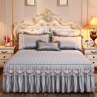 欧式夹棉加厚床裙三件套1.8m床罩公主风蕾丝，床单1.5米床防滑床套