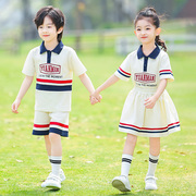 小学生班服英伦风校服夏装短袖套装幼儿园园服夏天儿童合影毕业照