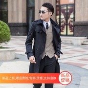 新春秋韩版中青少年修身英伦长款男风衣防水外套大衣有加肥加大码