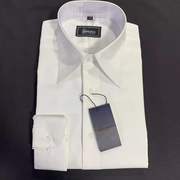 mrzo亚洲版长袖衬衫高密针长尖领纯白色商务正装男士修身衬衣