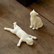 久造德化白瓷可爱小猫，手工艺品摆件创意，陶瓷客厅装饰书房镇纸摆设