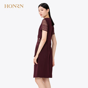 HONRN/红人夏季女装短袖X型过膝连衣裙商场同款HE22OL399