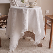 白色蕾丝桌布ins风茶几餐桌布艺北欧拍照法式复古针织圆桌甜品台