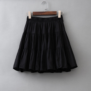 黑色短裙韩系减龄a字，半身裙夏季天丝棉，百褶裙子高腰显瘦蓬蓬伞裙