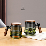 日式玻璃泡茶杯茶水分离耐高温水杯男士办公室茶杯个人专用茶道杯