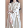 新中式国风禅意女装改良旗袍年轻款棉麻，高端气质白色连衣裙子
