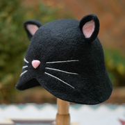 蘑菇梦手工羊毛毡成人儿童圣诞节可爱猫咪猫耳朵森系精灵帽