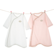 夏季宝宝睡袍婴儿纯棉，长袖上衣女童，薄款空调服儿童睡衣护肚防踢