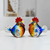 创意琉璃玻璃水晶小公鸡母鸡摆件样板间工艺品家居装饰品生日礼物