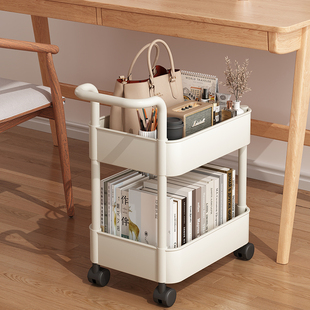 桌下书架落地置物架可移动小推车办公室放包零食，收纳带轮桌面书柜