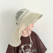 儿童帽子夏季薄款宝宝，防晒帽大帽檐遮脸护脖防紫外线男女童太阳帽