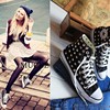 春季韩国朋克铆钉帆布鞋，女摇滚休闲鞋学生潮流，时尚高帮鞋