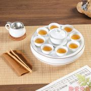轻奢描金边陶瓷茶具，套装功夫茶盘泡茶盖碗，茶壶茶杯整套新中式家用