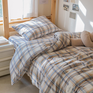 纯棉学生宿舍床上三件套北欧ins风全棉床单被套单人床被褥六件套3