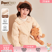 PawinPaw卡通小熊童装秋冬女童儿童花边领棉服可爱套装