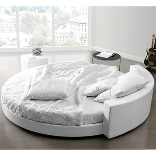 大圆床欧式现代圆形，婚床实木双人卧室，户型榻榻米布艺皮艺软体床