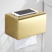 高档304不锈钢厕所纸巾盒酒店商用免打孔金色纸巾架卫生间厕纸盒