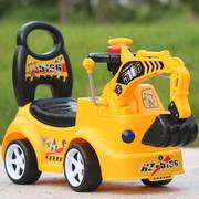儿童扭扭车溜溜车带音乐静音轮1-3岁工程车挖土机玩具车小孩