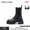 STELLA LUNA女鞋秋冬短靴中粗跟牛皮厚底烟筒靴女切尔西靴