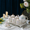 景德镇欧式茶具套装现代轻奢金边琉璃色茶杯水壶家用陶瓷结婚陪嫁