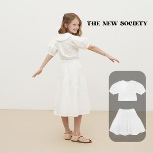 55雯的店 现 The New Society 23春夏 儿童白色蕾丝短袖衬衫半裙