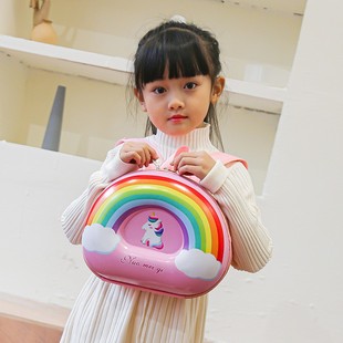 彩虹蛋壳可爱独角兽儿童双肩包女孩幼儿园背包书包减压超轻小
