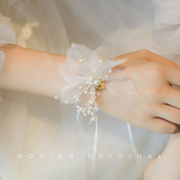 花亦原创手工制作新娘仙甜美手腕花结婚手链伴娘手环白纱婚纱配件