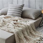 销样板间装饰影棚毯子冰岛，毛毯北欧风粗线手工s流苏毯大气盖毯厂