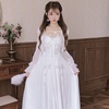 公主家918白色气质仙女裙设计感吊带连衣裙+小披肩开衫两件套装