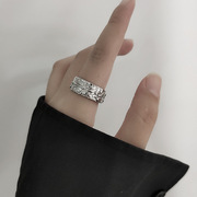 S925银戒指男潮嘻哈个性复古霸气十字花哥特风男士食指指环