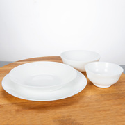 ikea宜家奥夫塔白色碗碟餐具钢化玻璃，喝汤吃饭碗，深盘菜盘可微波