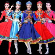 2023蒙古族演出服装内蒙古舞蹈服饰少数民族蒙古袍表演服裙女