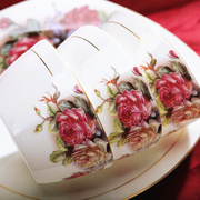 景德镇锦秋堂陶瓷器56头欧式餐具套装碗盘婚庆，家用骨瓷碗