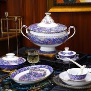高档厚古薄今景德镇陶瓷碗碟套装，家用碗中式瓷器礼物，珐琅彩餐具白