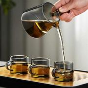 公道杯玻璃加厚侧把公杯分茶器高档茶具侧把壶茶漏耐热套装茶海滤