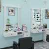 实木理发店镜台壁挂式美发店镜子柜子一体单面镜发廊专用挂镜简约