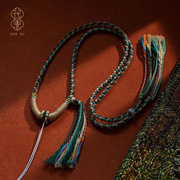 唐卡挂绳佛牌链子手工，编织玉石吊坠项链，藏风手搓棉绳扎基拉姆西藏