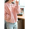 洋气粉色棒球服外套女2023春季浮雕工艺，设计短款夹克上衣开衫