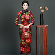 长款旗袍中式复古老上海高贵妈妈优雅气质淑女，显瘦秋冬款华族经典