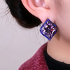 2023年紫色水晶锆石耳环夸张个性，耳饰时尚高级感轻奢菱形耳钉