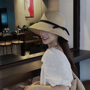 夏季女士法式高级感时尚，防晒遮阳遮脸草帽可折叠百搭出游渔夫帽子