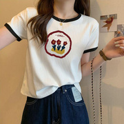 闺蜜装夏装短袖t恤女2024年韩版修身显瘦小个子短款半袖上衣