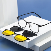 纯钛磁吸眼镜近视男款三合一偏光套镜配度数墨镜开车专用眼睛框架