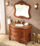 欧式浴室柜组合红橡木，洗手洗脸盆柜实木，落地卫生间大理石台盆卫浴